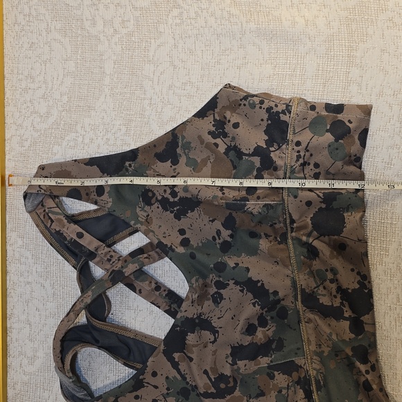 Womens Born Primitive Sports Bra Tan Green Paint Splatter X-Factor Size Small - Picture 9 of 13